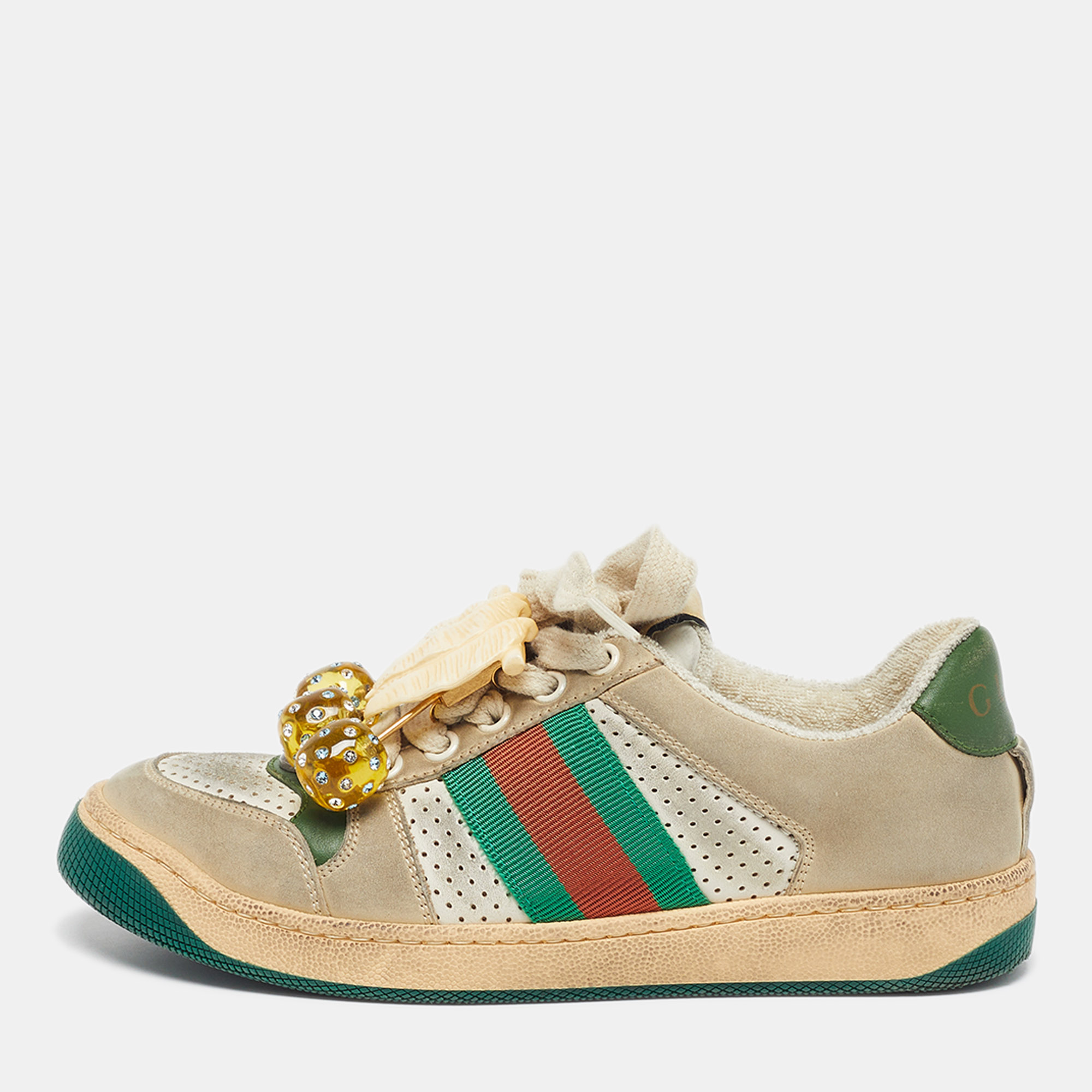

Gucci Screener Size  Multicolor Nubuck Leather Low Top Sneakers