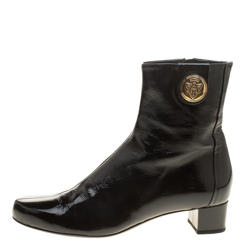 

Gucci Black Patent Leather Hysteria Ankle Boots Size