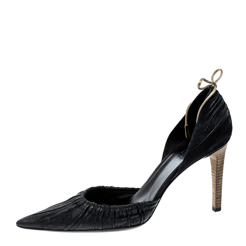 

Gucci Black Suede Pointed Toe Bow Detail D'orsay Pumps Size