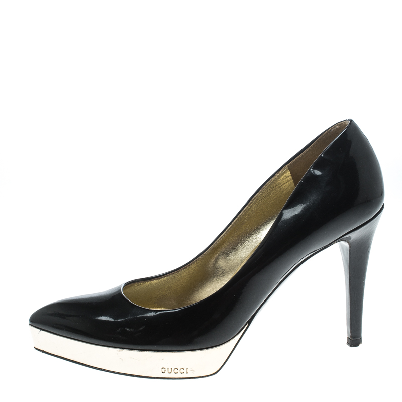 

Gucci Black Patent Leather Pointed Toe Platform Pumps Size