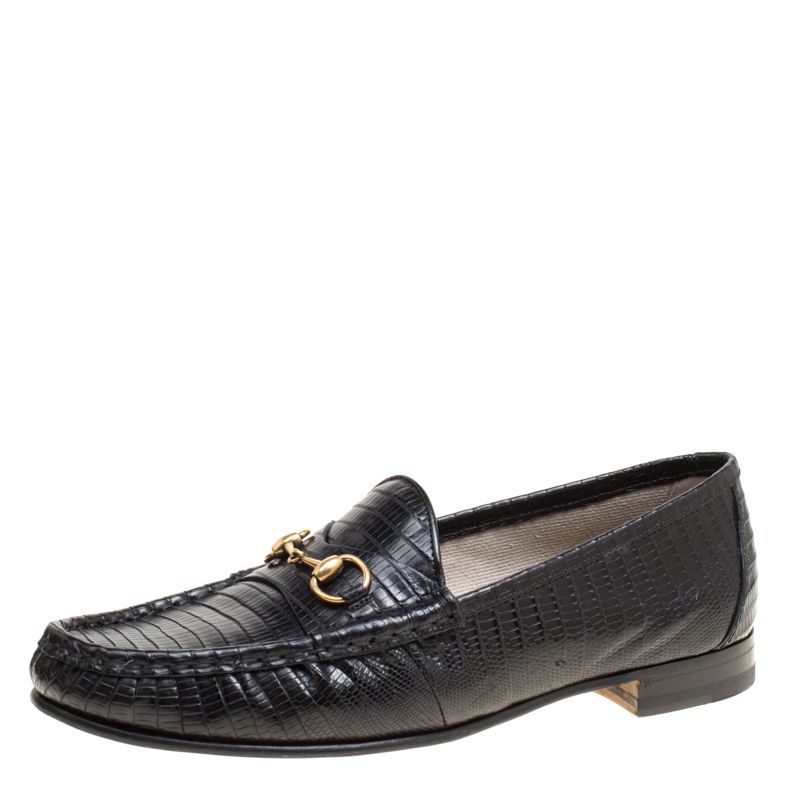 Gucci Black Lizard Leather Horsebit Loafers Size 39 Gucci | The Luxury ...