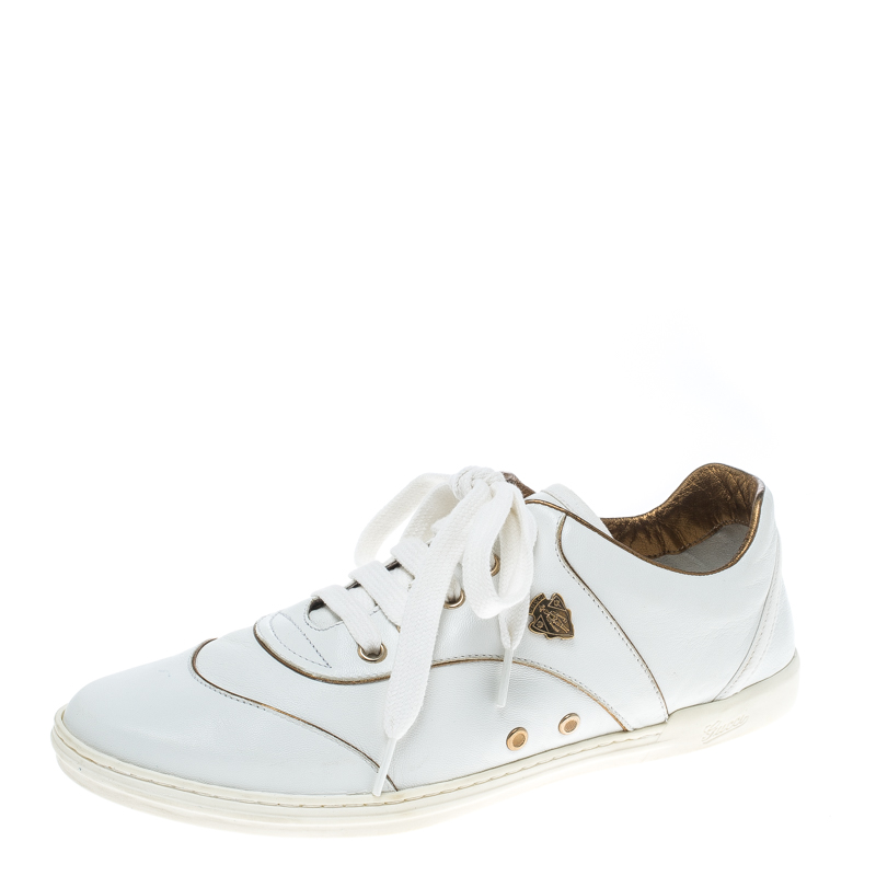 Gucci White Leather Hysteria Crest Low Top Sneakers Size 37.5