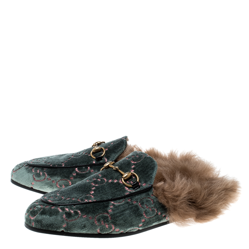 Fur Lined Princetown Flat Mule Loafers 