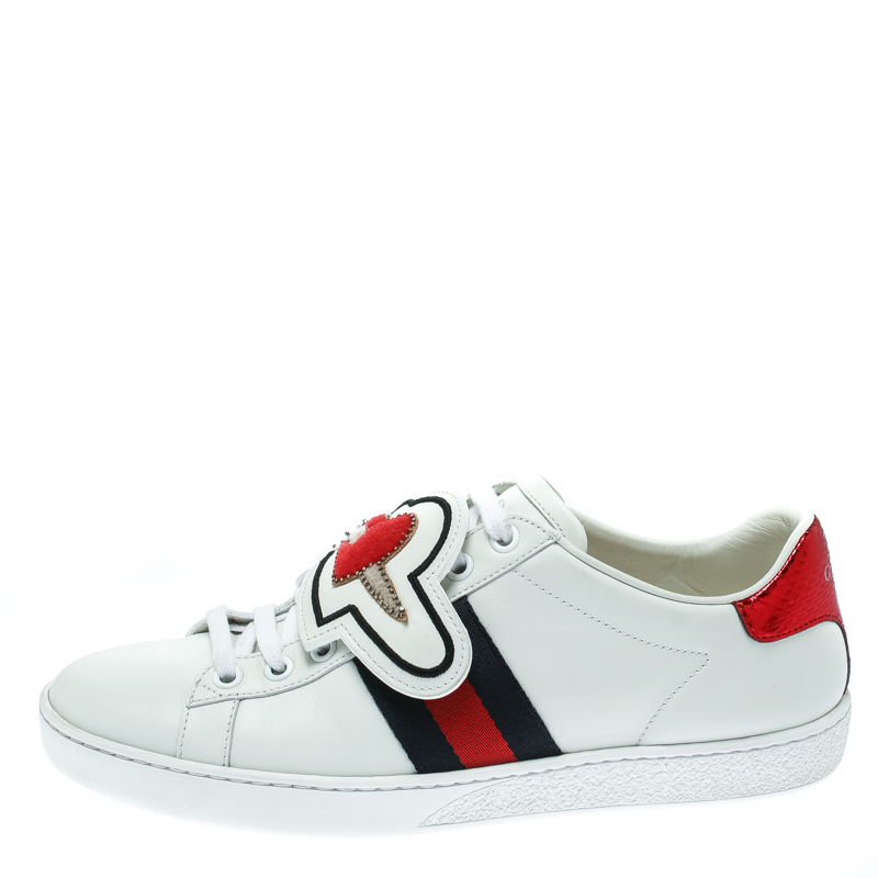 Gucci White Leather Ace Lace Up 