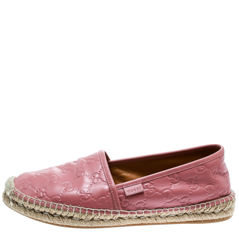 gucci pink leather espadrilles