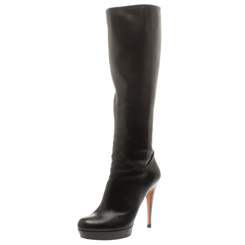 womens black knee high platform boots