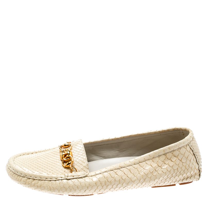 

Gucci Cream Python Leather loafers Size