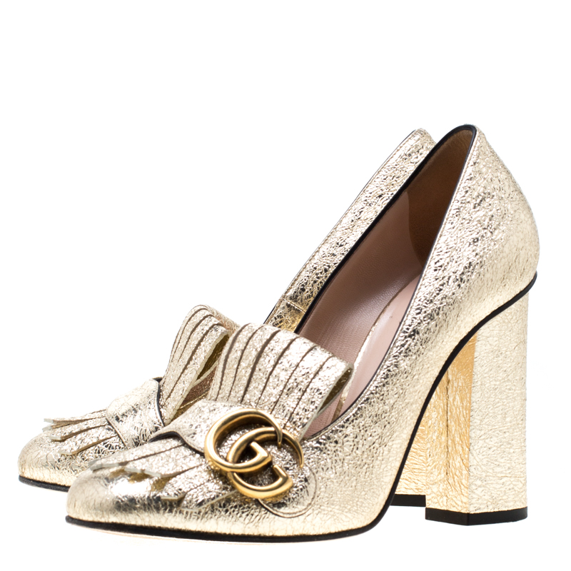 gold heels gucci