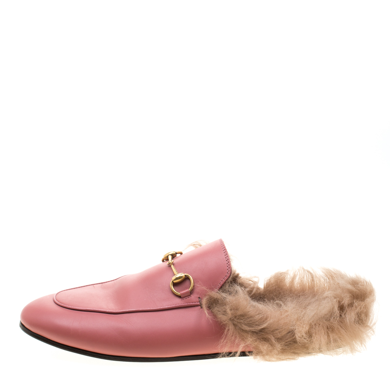 gucci princetown with fur