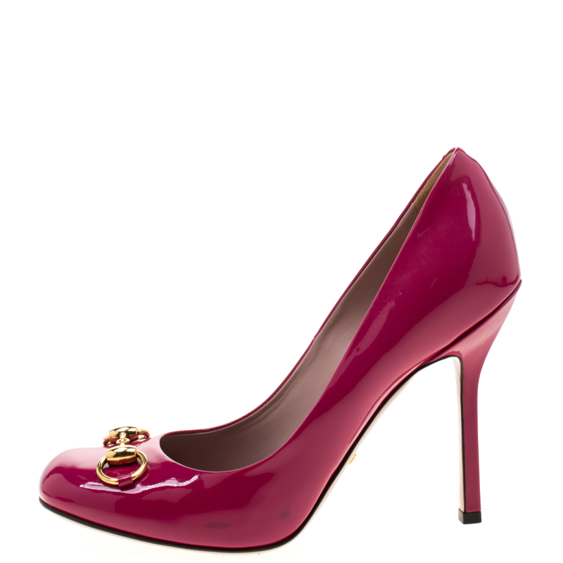 

Gucci Pink Patent Leather Horsebit Pumps Size