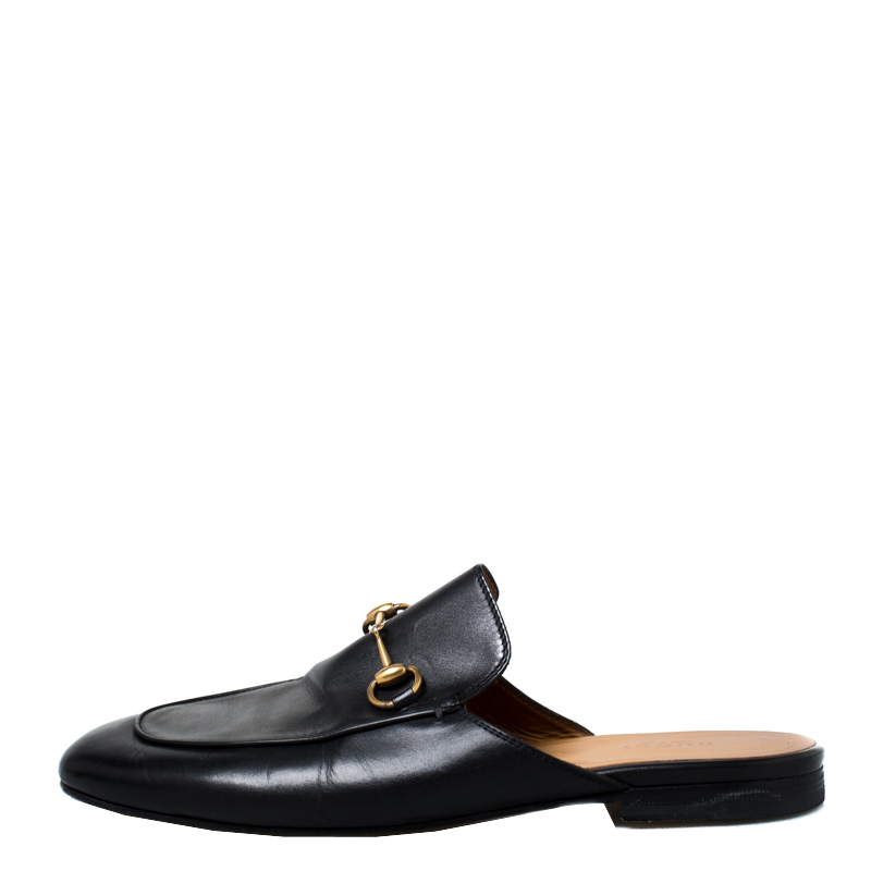 

Gucci Black Leather Princetown Flat Slide Loafers Size