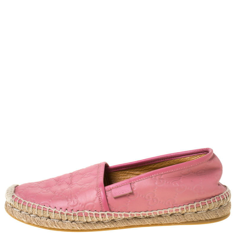 

Gucci Rose Pink Guccissima Leather Espadrilles Size