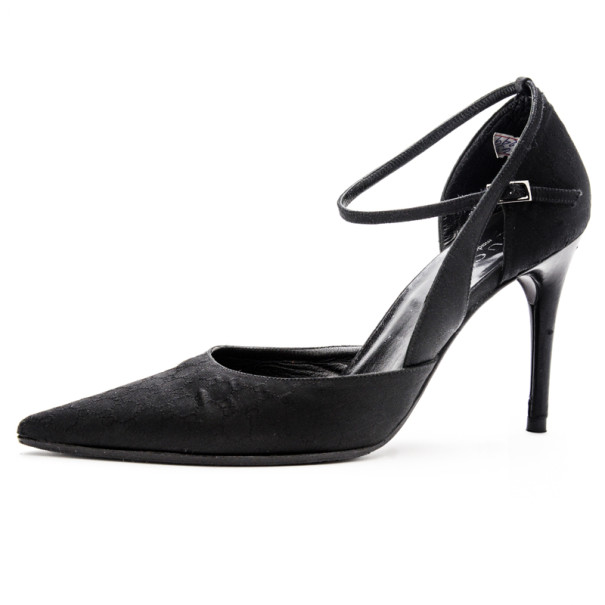 مملوكة مسبقًا Gucci Black Microguccissima D'orsay Pumps Size 38