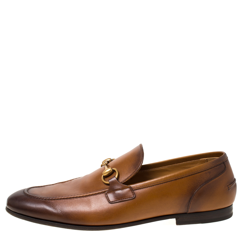 

Gucci Brown Leather Betis Glamour Horsebit Loafers Size