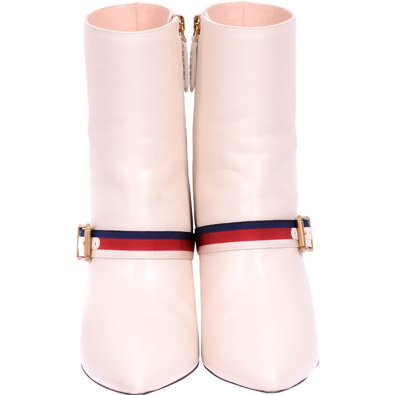 

Gucci Beige Pink Leather Sylvie Ankle Boots Size
