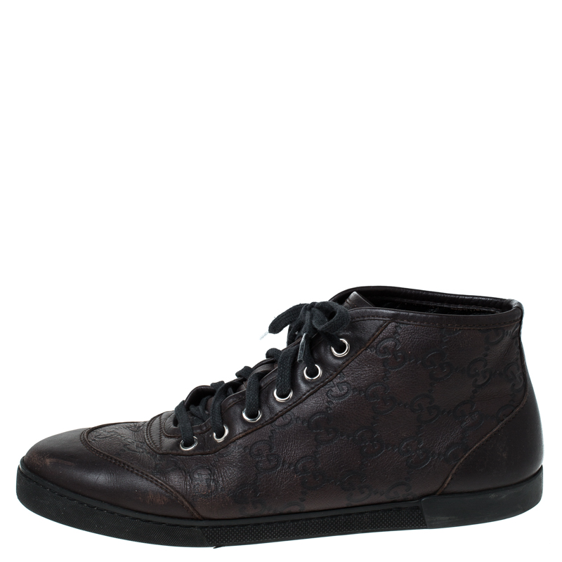

Gucci Brown Guccissima Leather High Top Sneakers Size