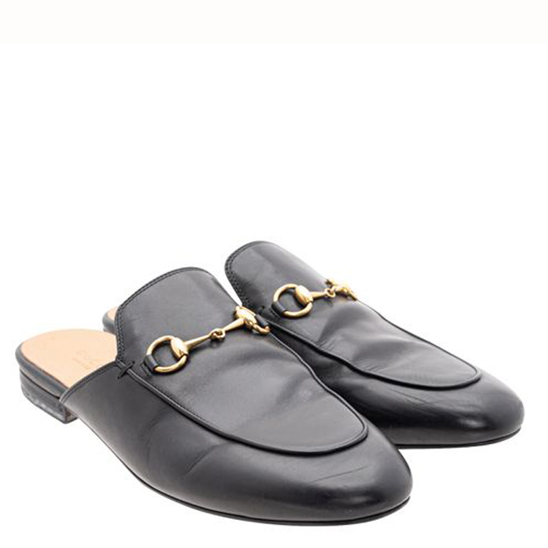 

Gucci Black Leather Horsebit Princeton Mules Size