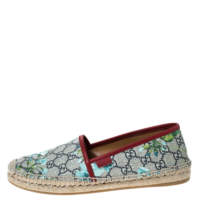 

Gucci Multicolor GG Supreme Blooms Printed Canvas Espadrilles Size