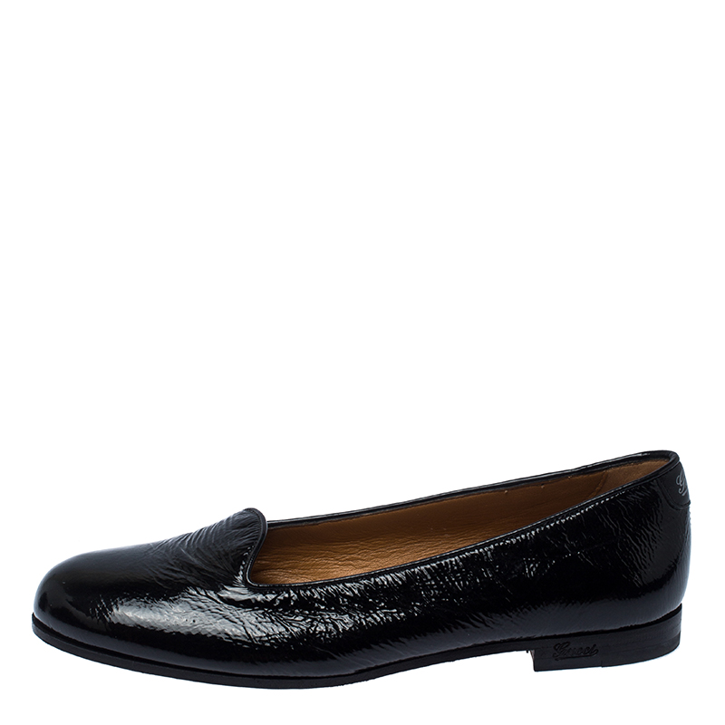 

Gucci Black Patent Leather Smoking Slippers Size