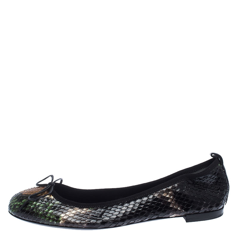 

Gucci Multicolor Python Bow Ballet Flats Size