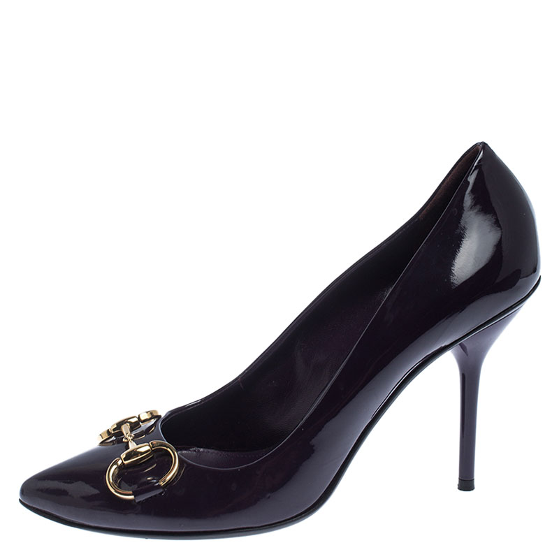 

Gucci Purple Patent Leather Horsebit Pointed Toe Pumps Size