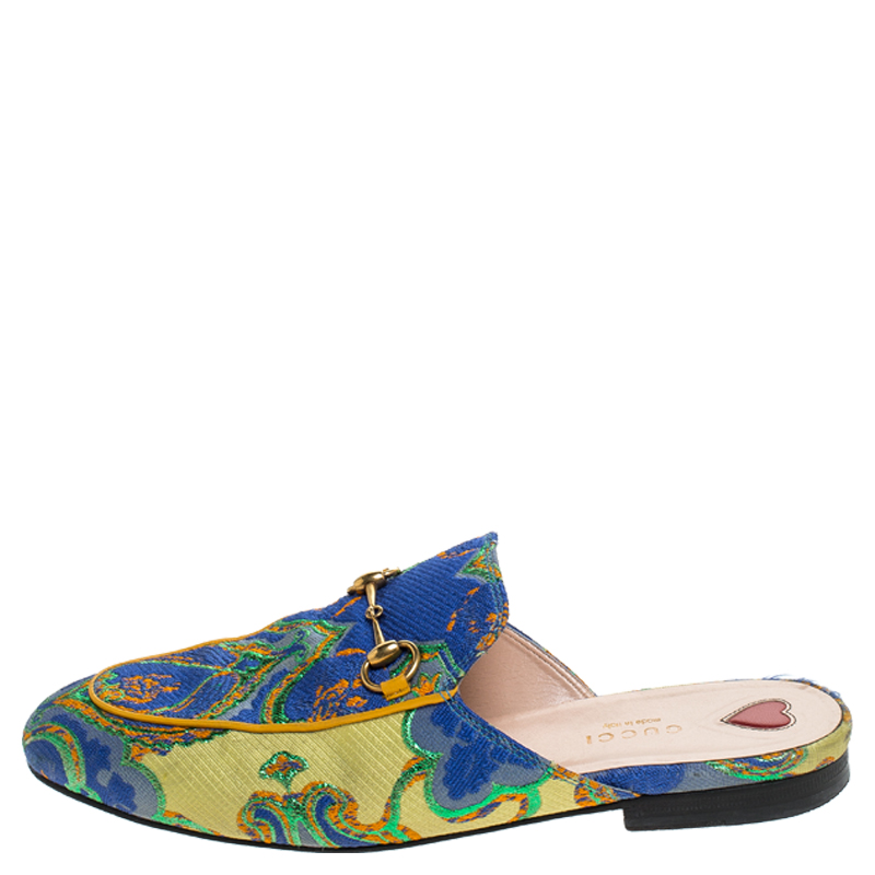 

Gucci Multicolor Printed Fabric Princetown Horsebit Mules Size