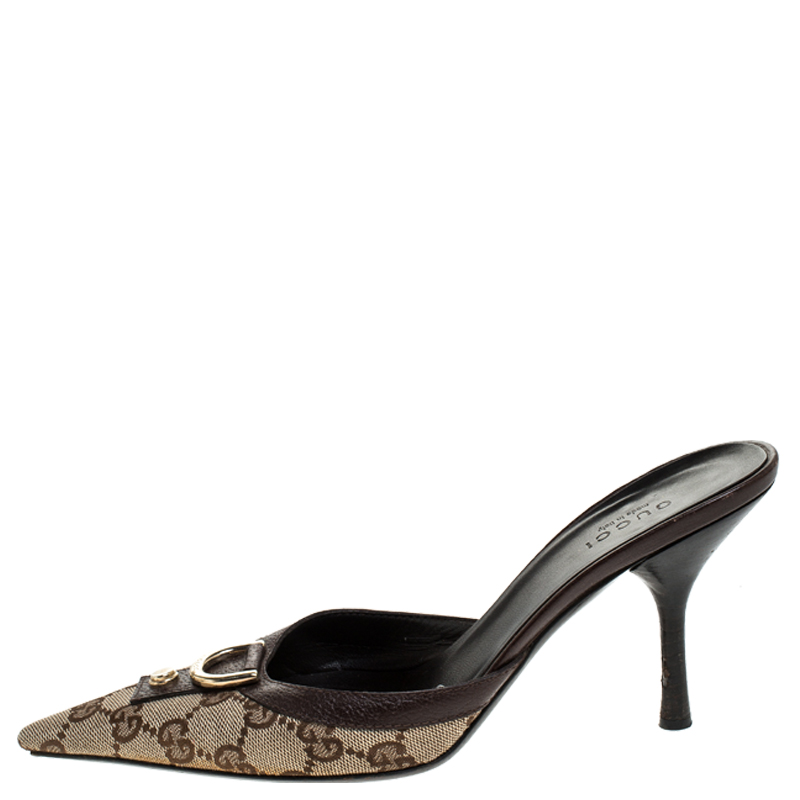 

Gucci Beige GG Canvas Slip On Sandals Size
