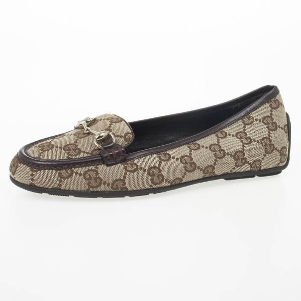 مملوكة مسبقًا Gucci Guccissima Canvas Horsebit Loafers Size 35