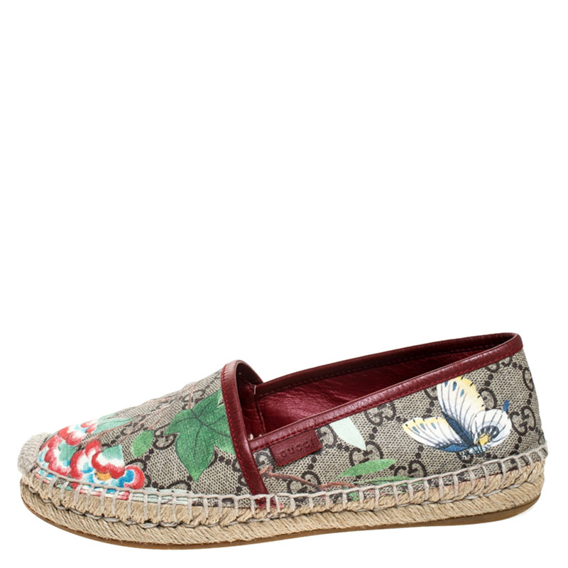 

Gucci Multicolor Tian Print GG Supreme Canvas Espadrille Flats Size