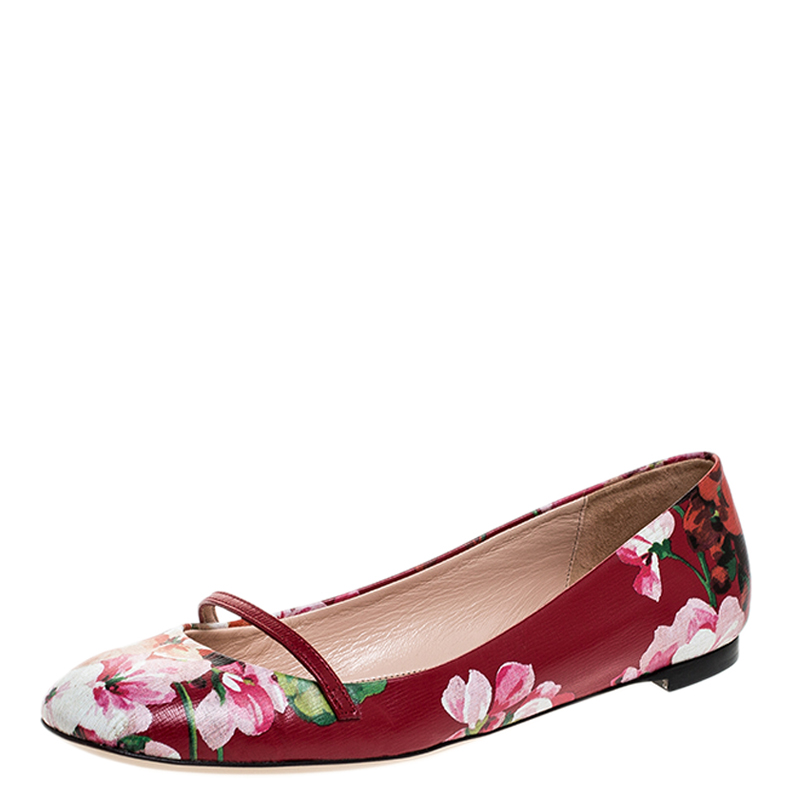 Gucci Red Floral Printed Leather Blooms 