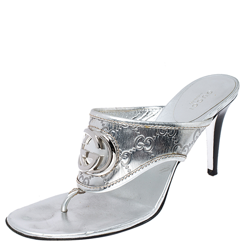 gucci sandals silver