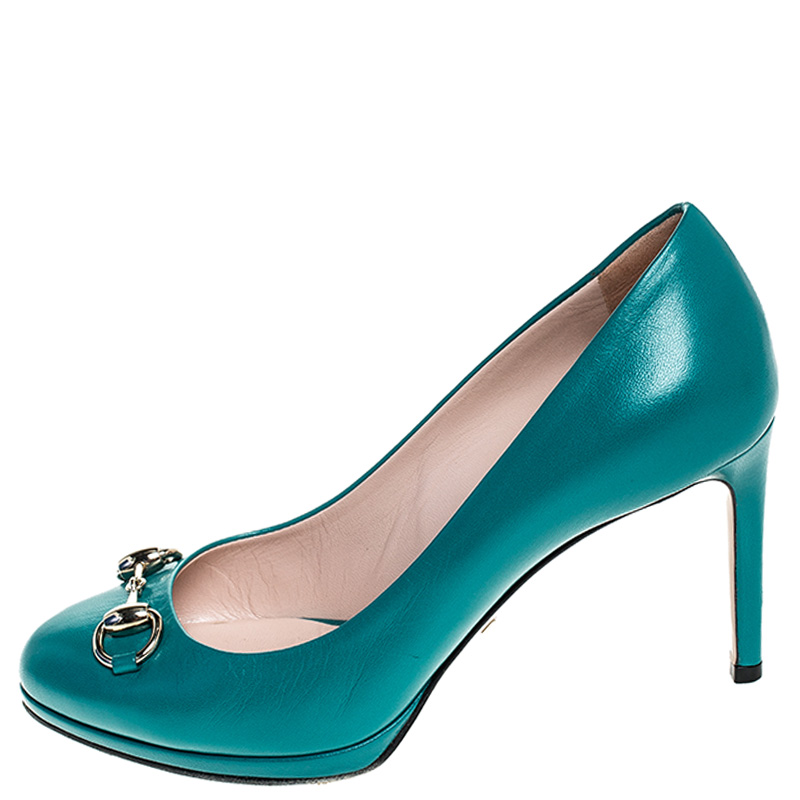 

Gucci Turquoise Leather Horsebit Pumps Size, Green