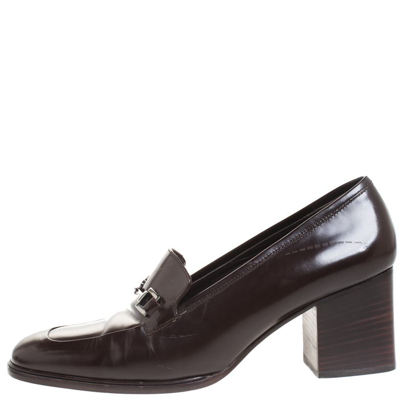 

Gucci Brown Leather Horsebit Loafers Pumps Size