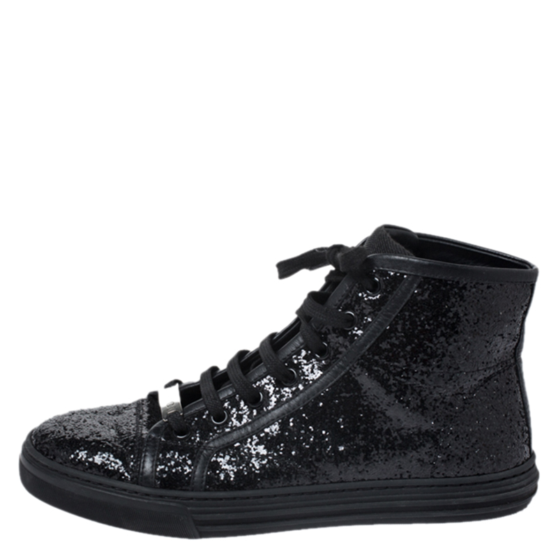 black glitter gucci sneakers