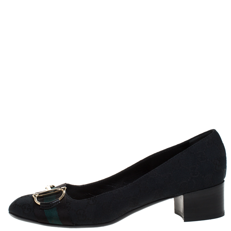 

Gucci Black GG Canvas Block Heel Pumps Size