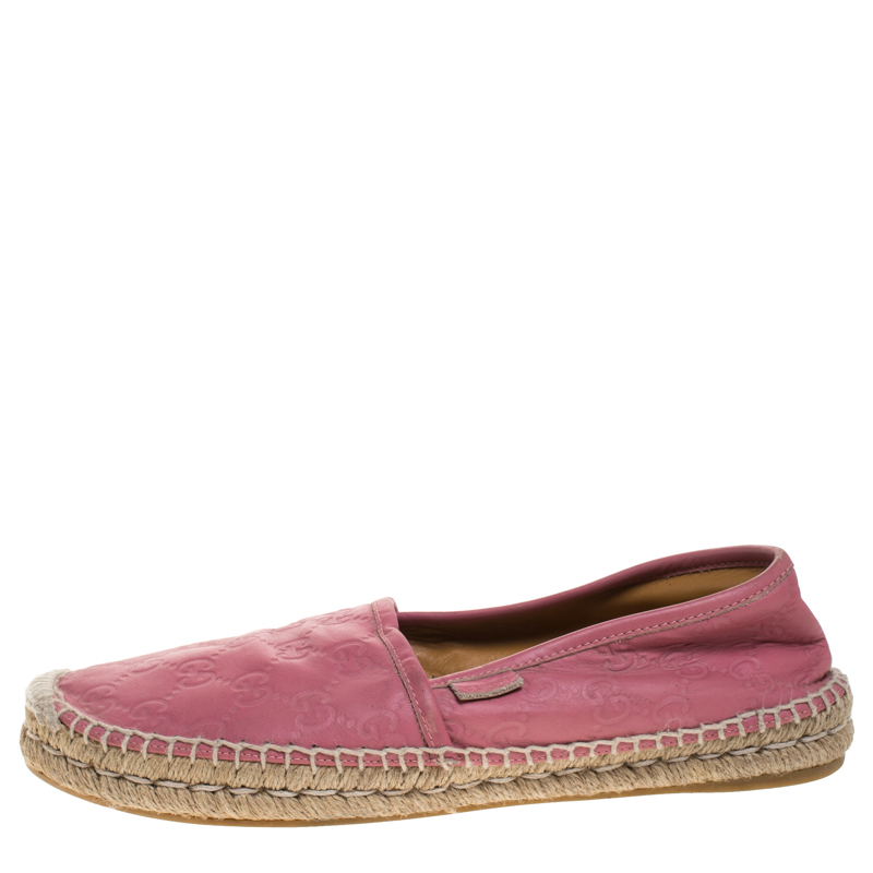 

Gucci Pink Guccissima Leather Espadrille Loafers Size