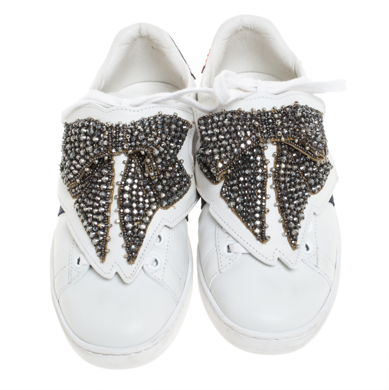 gucci ace bow sneakers