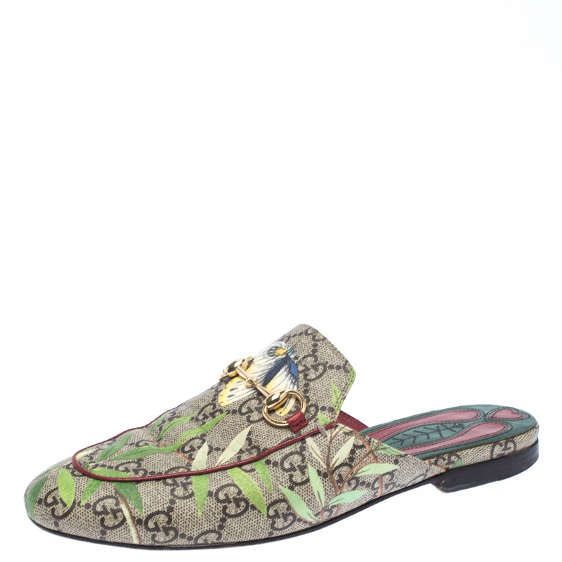 Gucci Multicolor GG Canvas Princetown Horsebit Tian Print Mules Size 36 ...