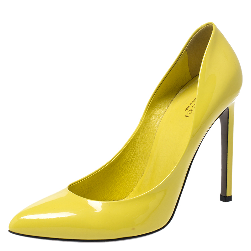 Gucci Yellow Patent Leather Pointed Toe Pumps Size 39.5 Gucci | TLC