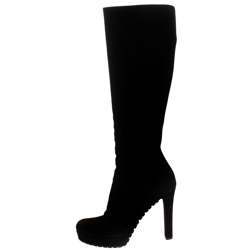 

Gucci Black Suede Platform Knee High Boots Size