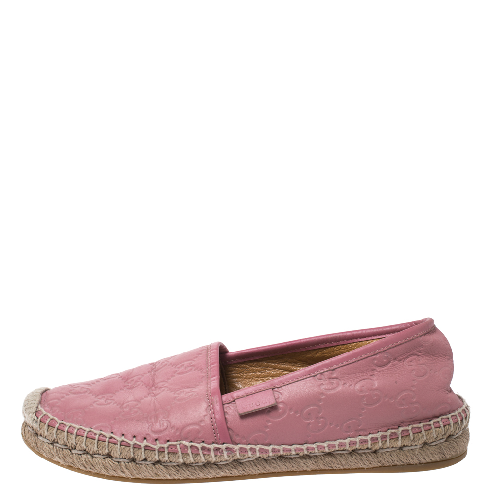 

Gucci Pink Guccissima Leather Espadrille Loafers Size 39