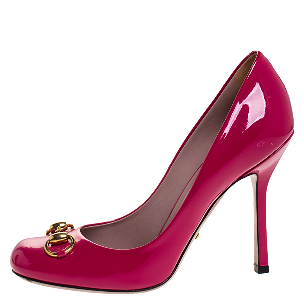 

Gucci Pink Patent Leather Horsebit Pumps Size