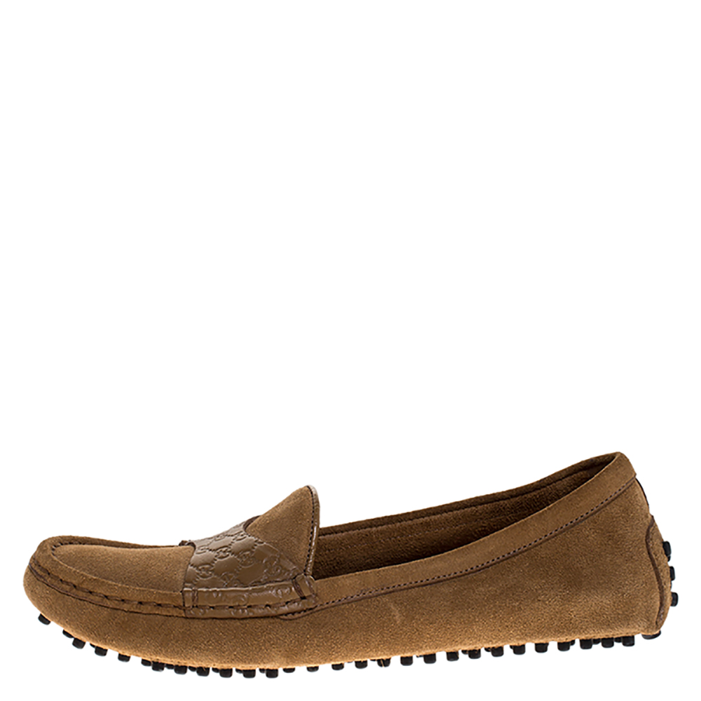 

Gucci Brown Suede And Guccissima Leather Slip On Loafers Size