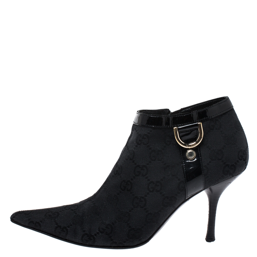

Gucci Black GG Canvas Pointed Toe Ankle Booties Size