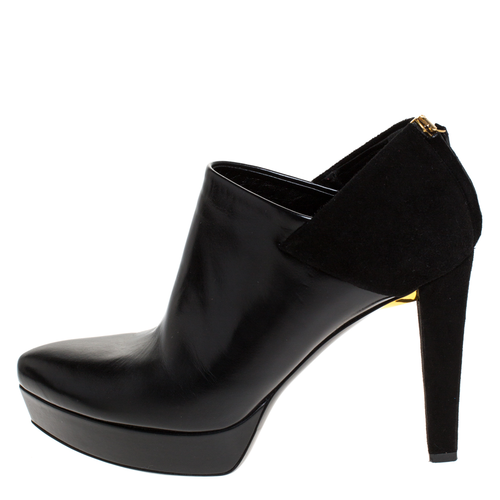 

Gucci Black Suede Leather Platform Booties Size