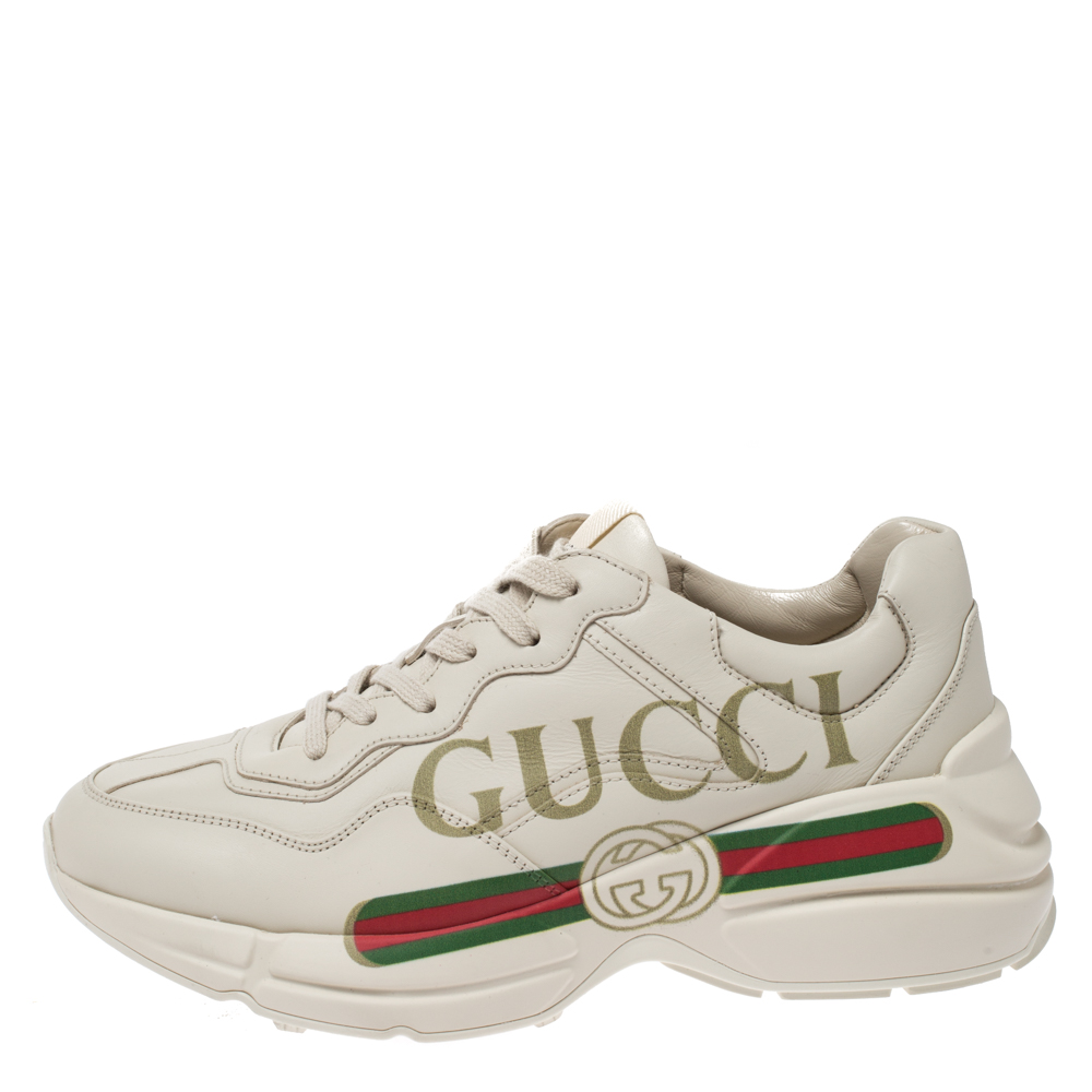 

Gucci Ivory Leather Rhyton Vintage Logo Platform Sneakers Size, Cream