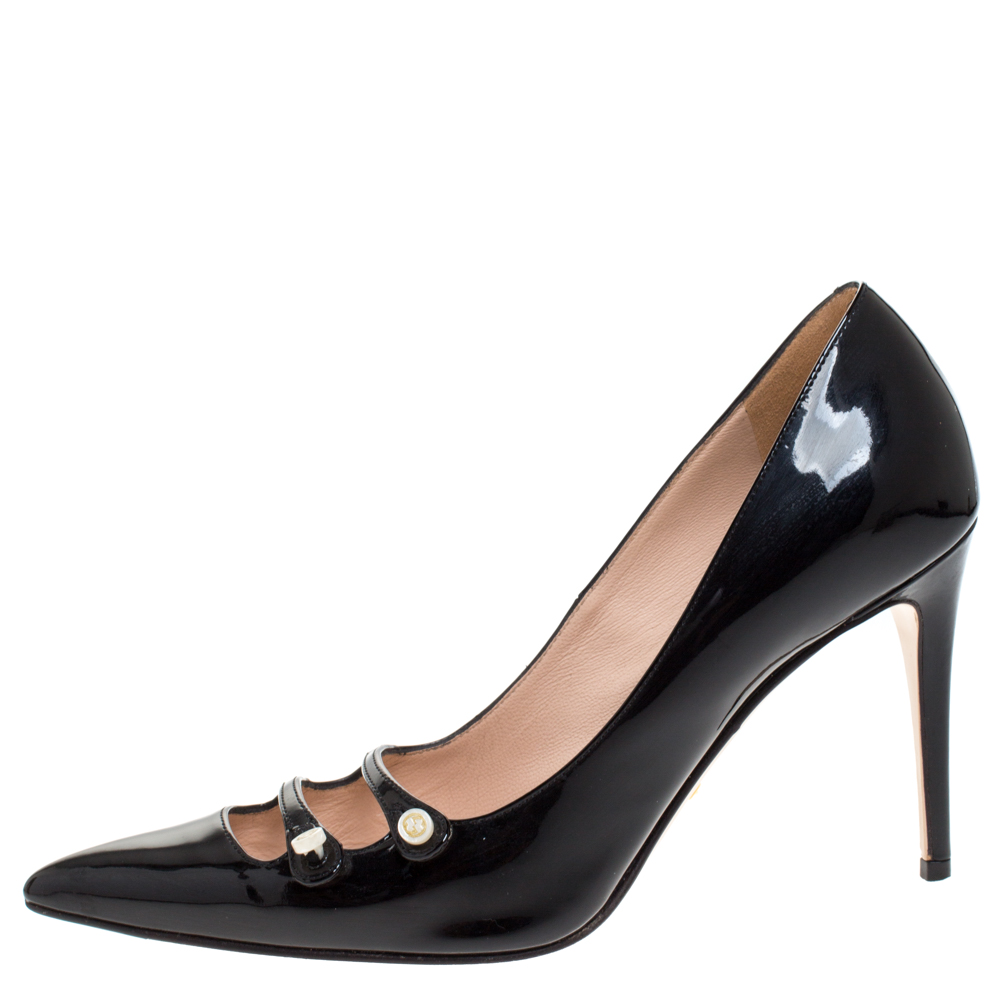 

Gucci Black Patent Leather Aneta Pointed Toe Pumps Size