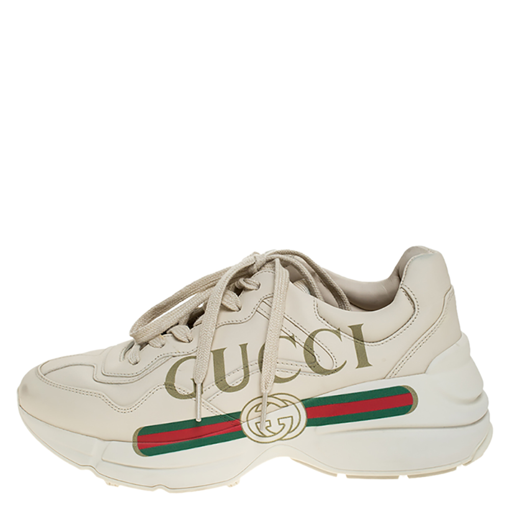 

Gucci Ivory Leather Rhyton Vintage Logo Platform Sneakers Size, Cream