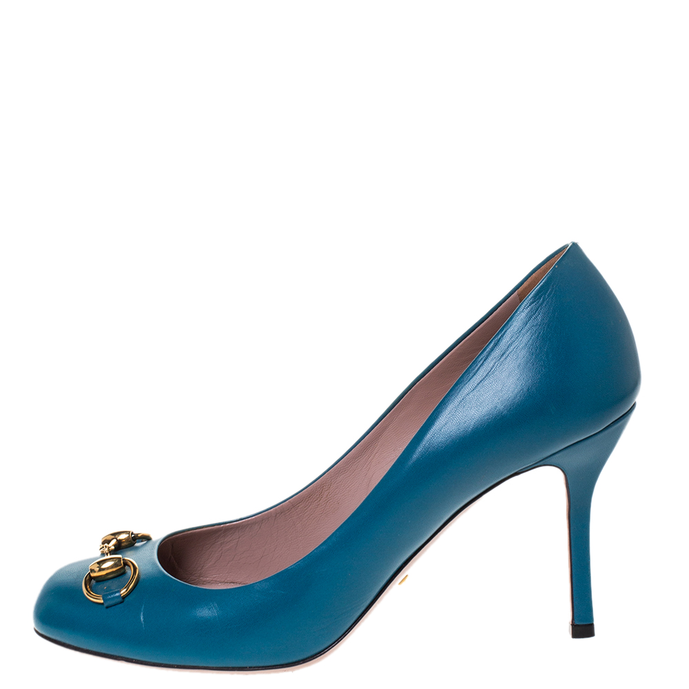 

Gucci Turquoise Leather Horsebit Pumps Size, Blue