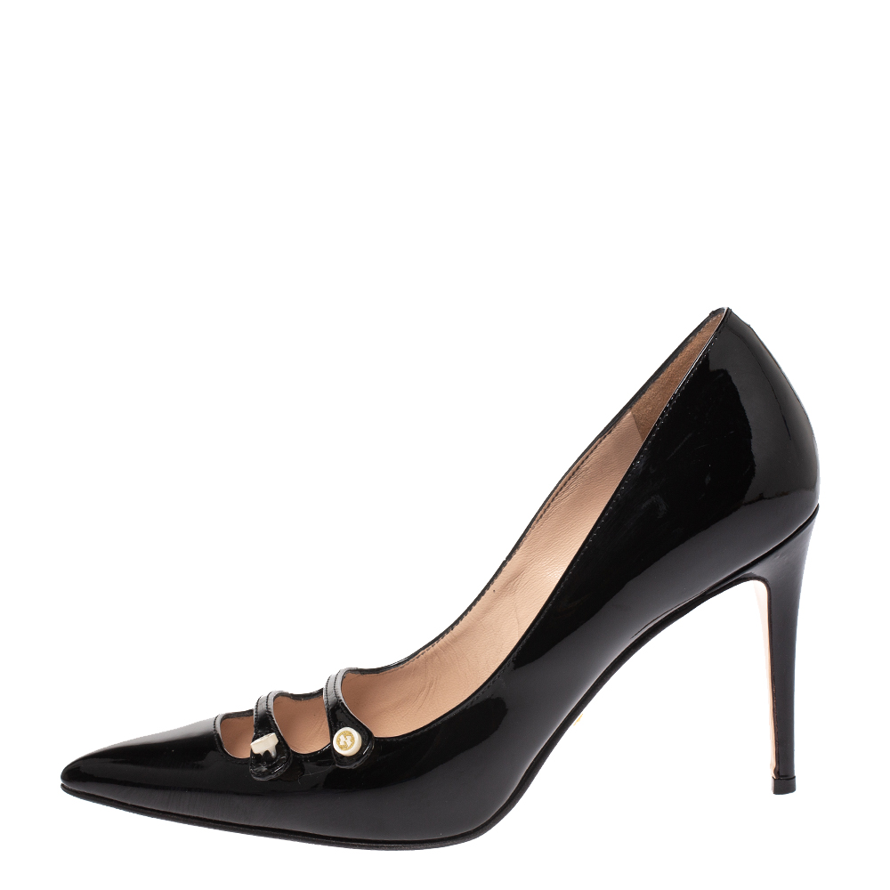 

Gucci Black Patent Leather Aneta Pointed Toe Pumps Size